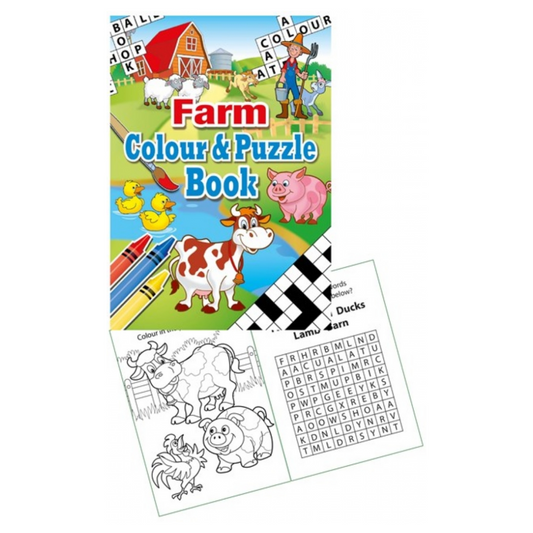 Farm A6 Colour & Puzzle Book