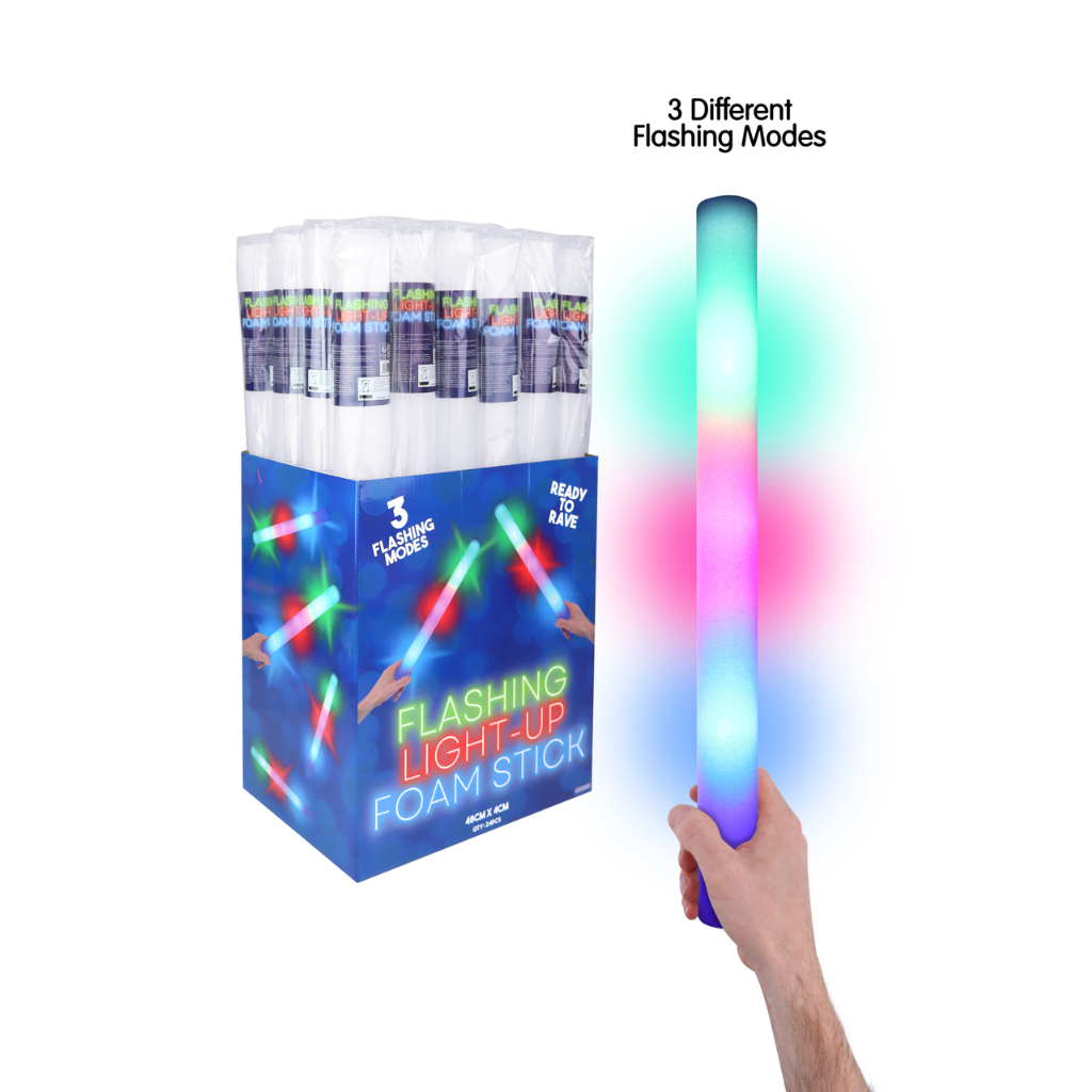 Multi Colour LED Foam Glow Sticks (48cm x 4cm)