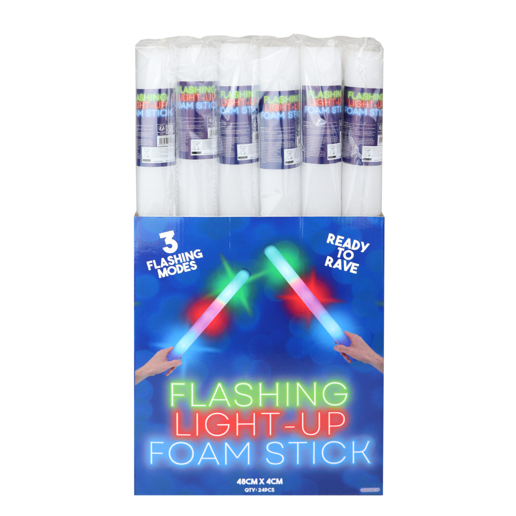 Multi Colour LED Foam Glow Sticks (48cm x 4cm)