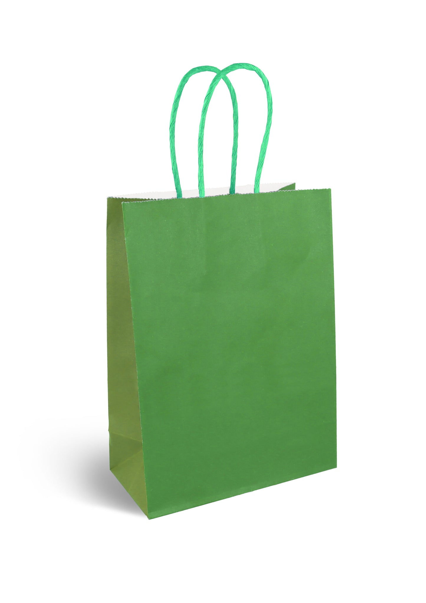 Green Paper Party Bags w/ Coloured Handle