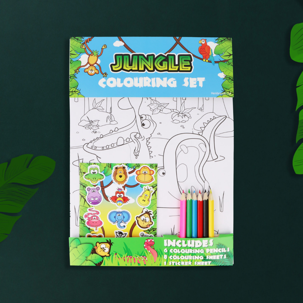 Jungle Animal Colouring Set With Stickers