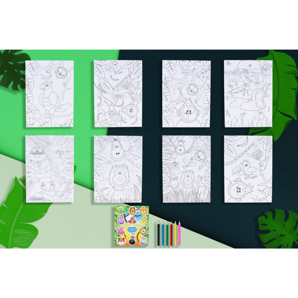 Jungle Animal Colouring Set With Stickers