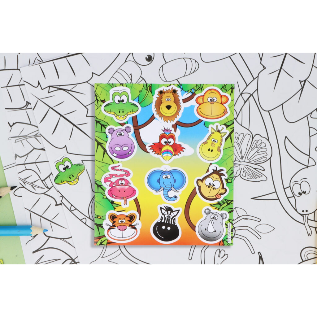 Jungle Animal Colouring Set With Stickers