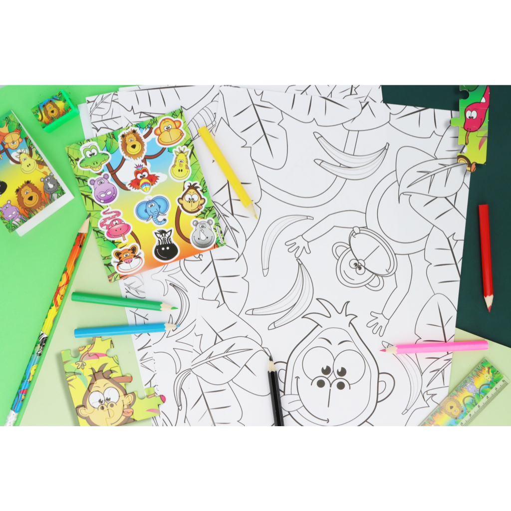 Jungle Animal Colouring Set With Stickers