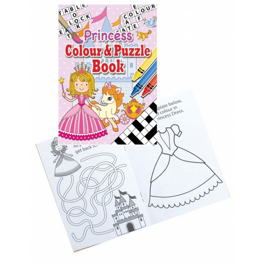 Princess A6 Colour & Puzzle Book