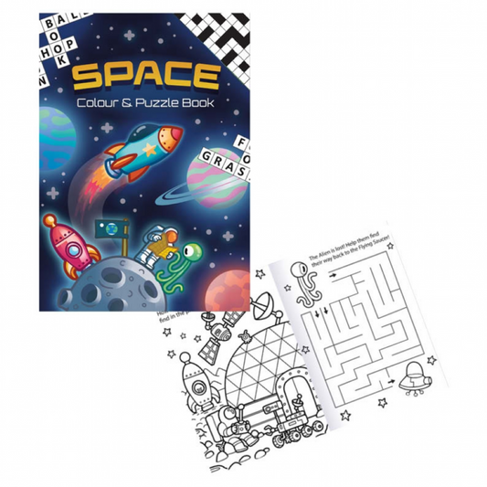 Space A6 Colour & Puzzle Book