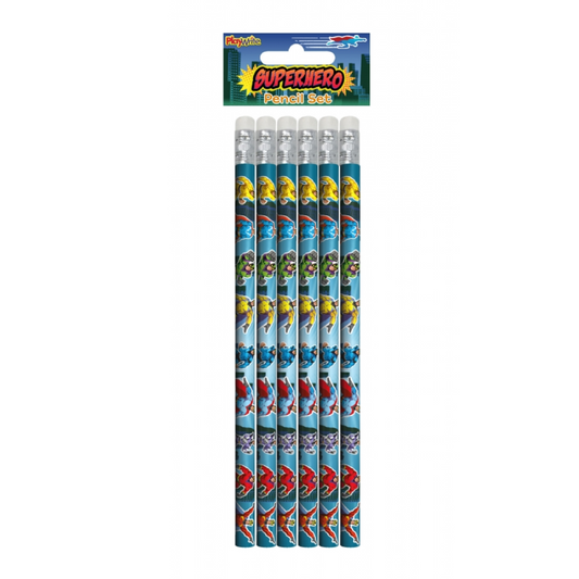 Superhero 6pc Pencil Set 17cm