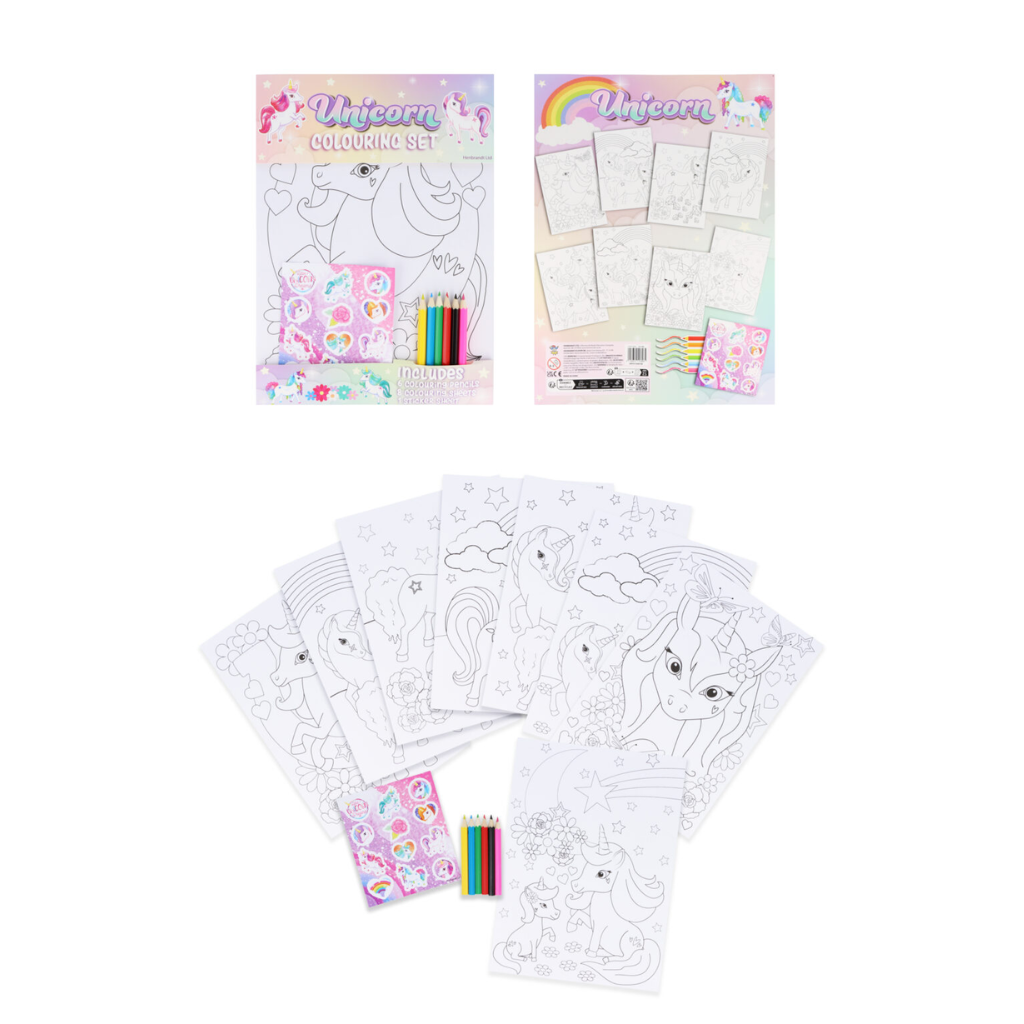 Mini Sticker Colouring Unicorn Colouring Set With Stickers | Colouring Sets | Kids Party Craft ...