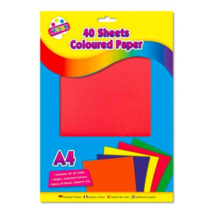 A4 Coloured Paper Sheets (40 Assorted Colours) - Kids Party Craft