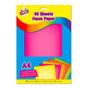 A4 Neon Paper Sheets (40 Assorted Colours) - Kids Party Craft