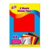 A4 Sticker Paper Sheets (8 Assorted Colours) - Kids Party Craft