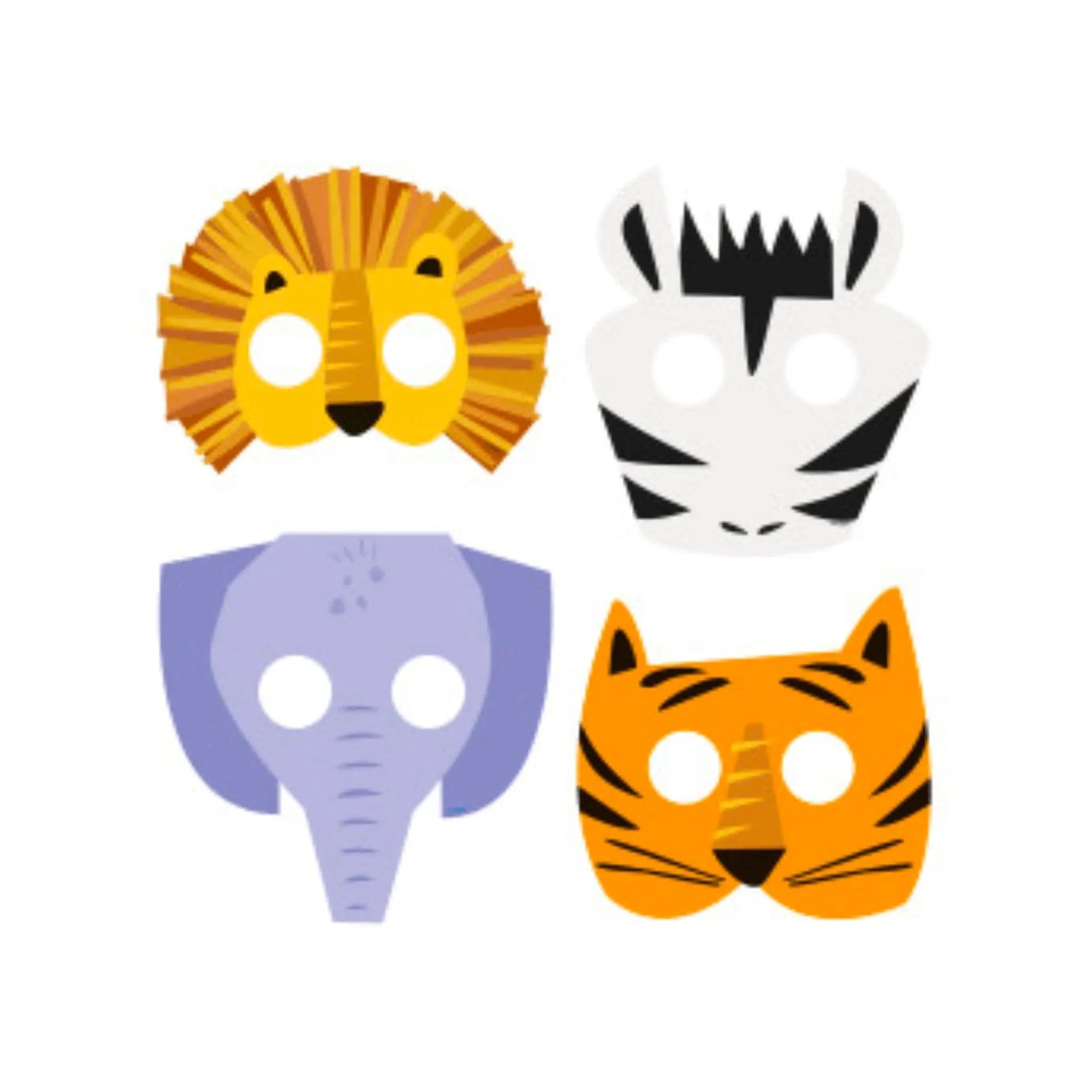 Animal Safari Paper Masks 8pk - Kids Party Craft