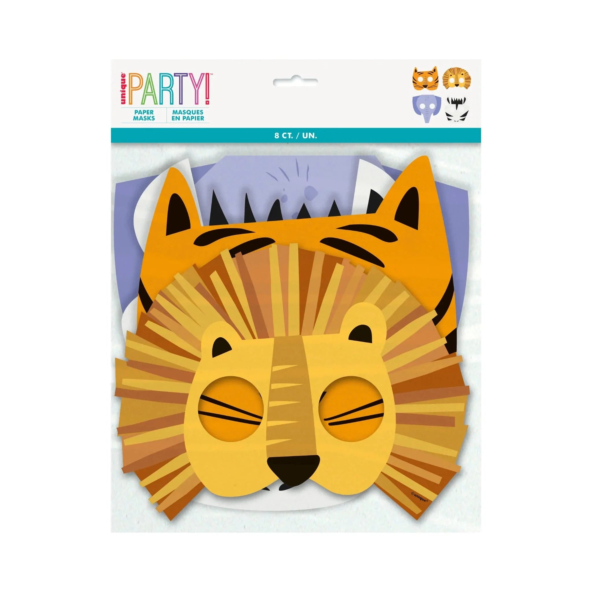 Animal Safari Paper Masks 8pk - Kids Party Craft