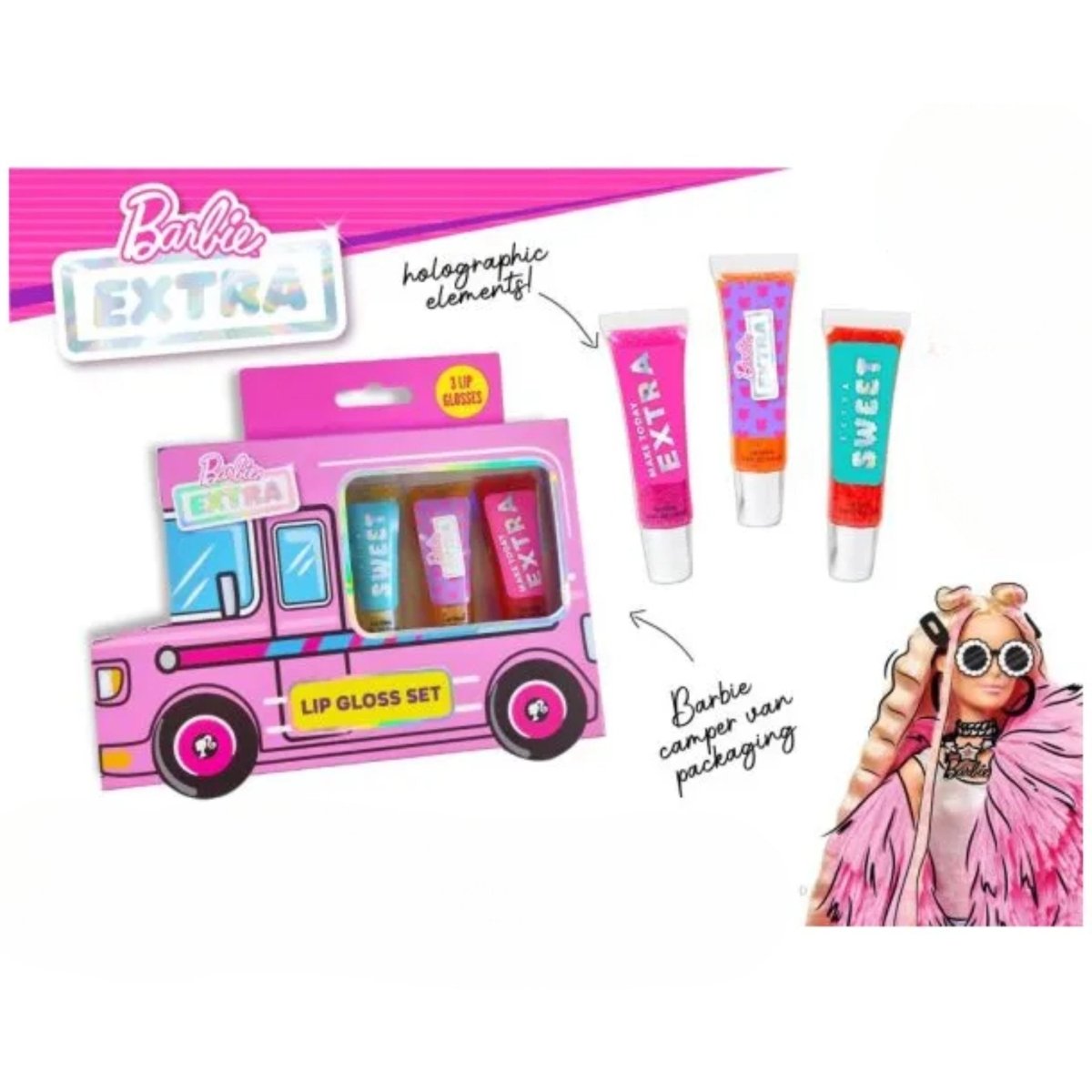 Barbie Extra Lip Gloss 3pk - Kids Party Craft