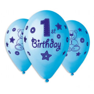 Boys 1st Birthday Balloons Blue & White (10 pack) - Kids Party Craft