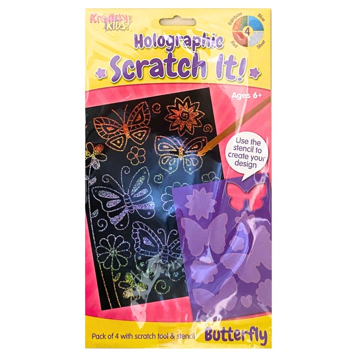 Butterfly Holographic Scratch Kit - Kids Party Craft