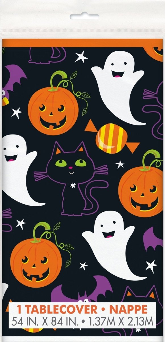 Cat & Pumpkin Rectangular Plastic Table Cover 54" x 84" - Kids Party Craft