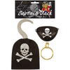 Children's 3pc Pirate Fancy Dress Accessories Pack - Hook, Earring & Eyepatch - Kids Party Craft