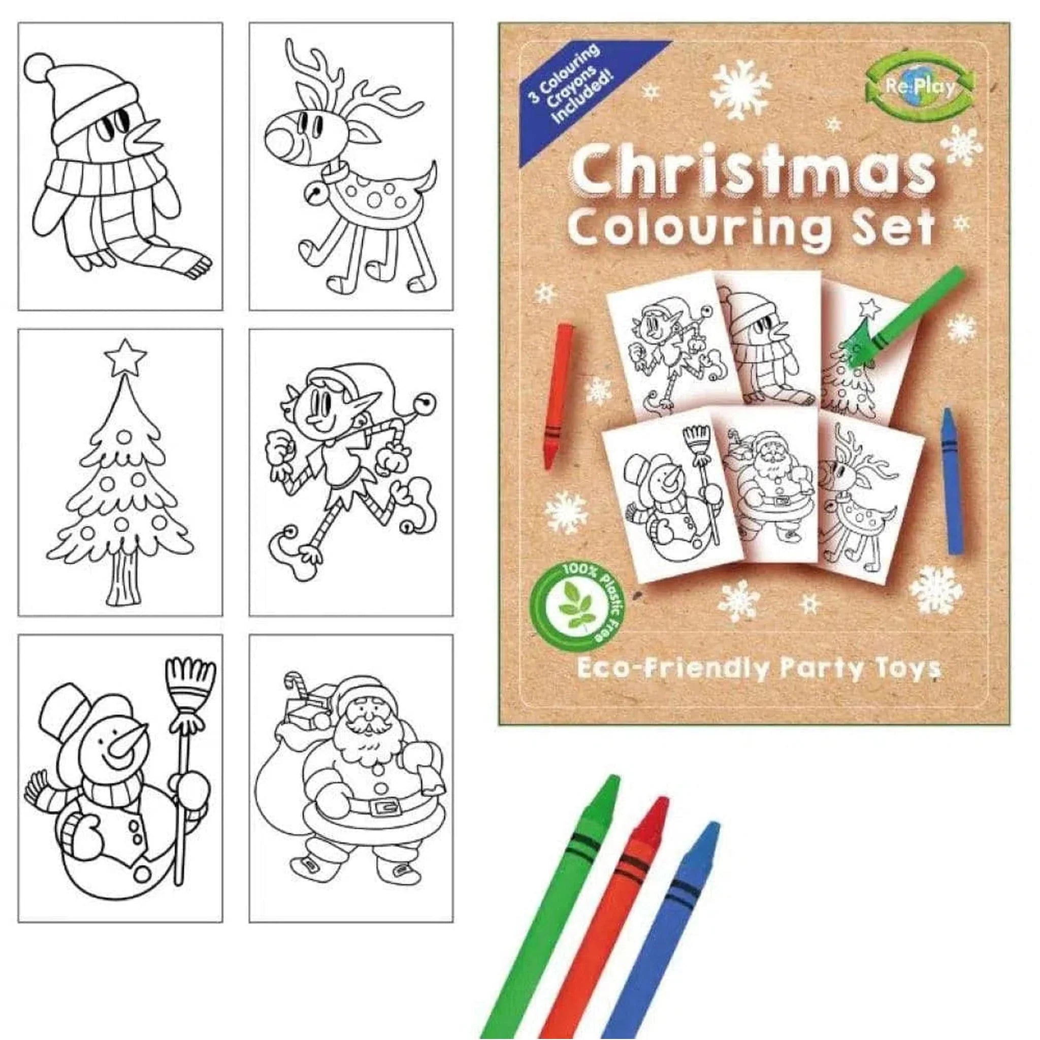 Christmas A6 Colouring Set Eco Friendly - Kids Party Craft