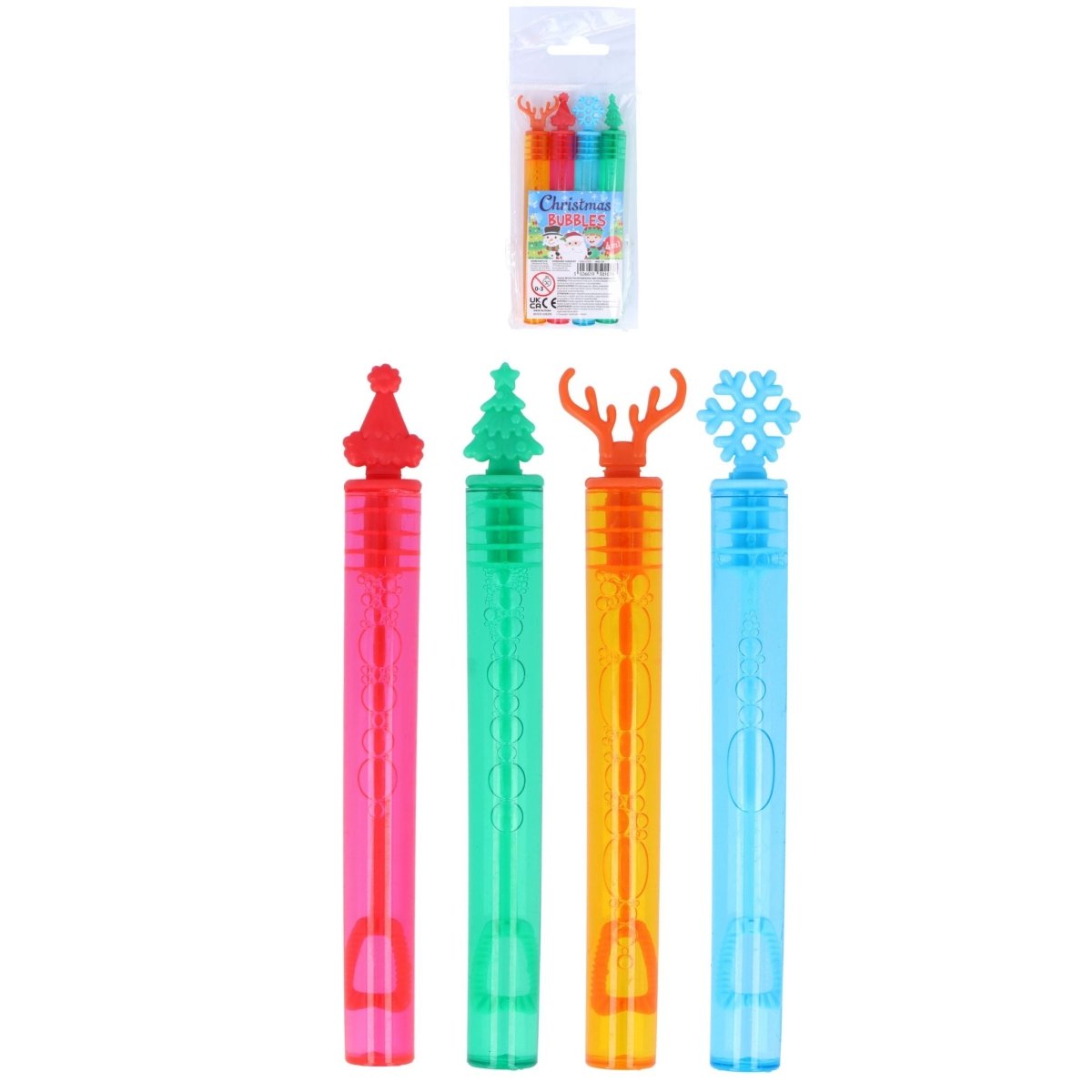 Christmas Mini Party Bubble Tubes (4ml) 4 Assorted Colours - Kids Party Craft