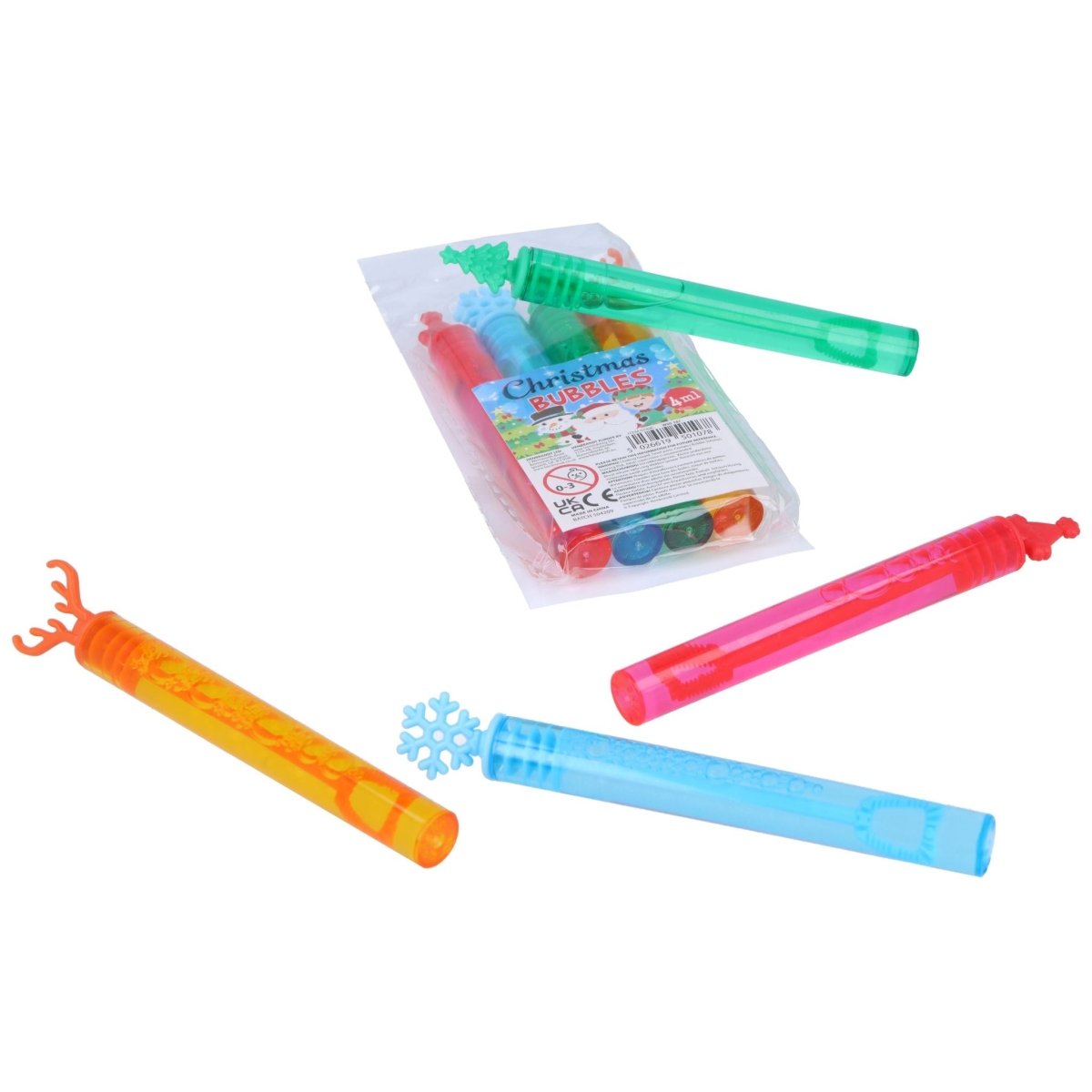 Christmas Mini Party Bubble Tubes (4ml) 4 Assorted Colours - Kids Party Craft