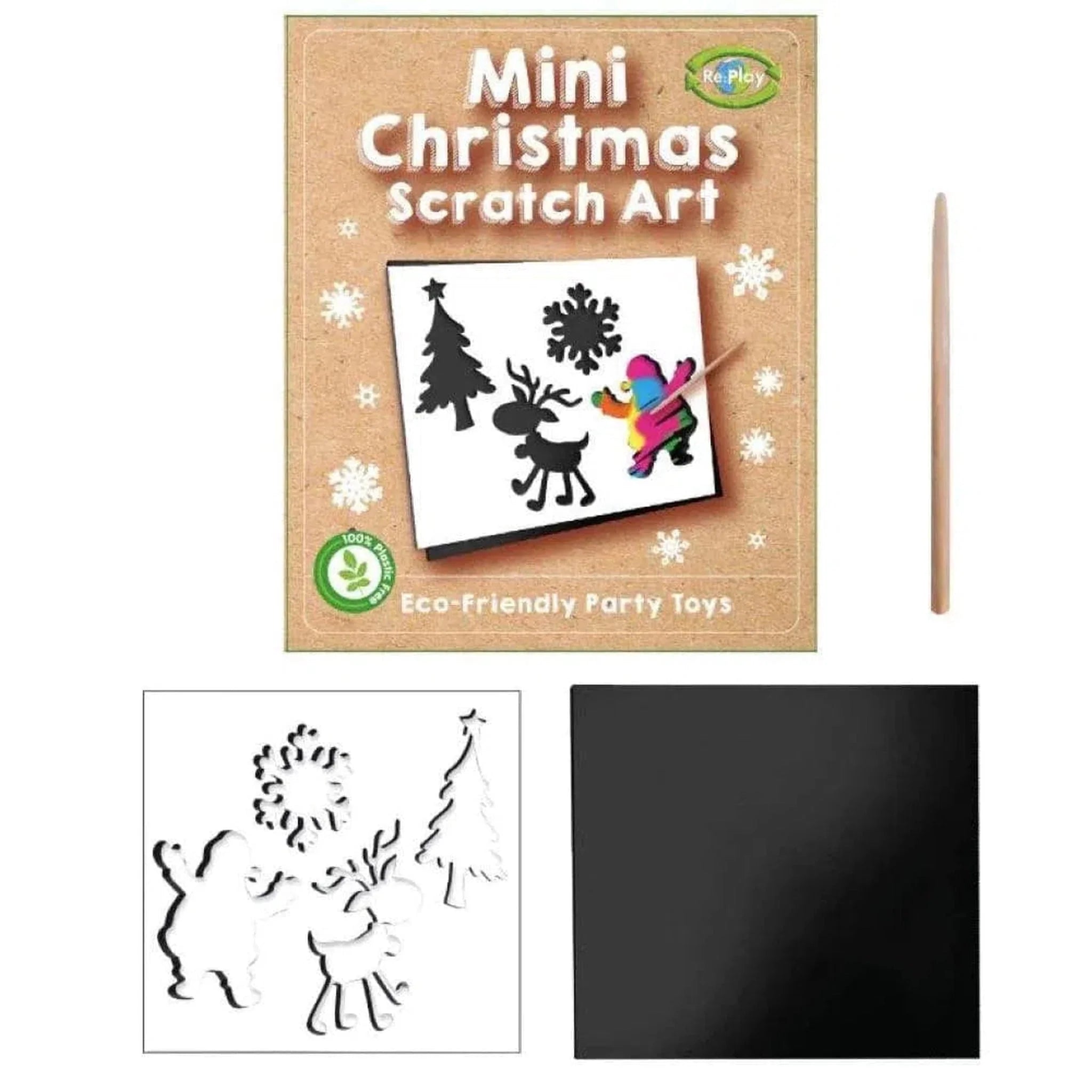 Christmas Mini Scratch Art Eco Friendly - Kids Party Craft