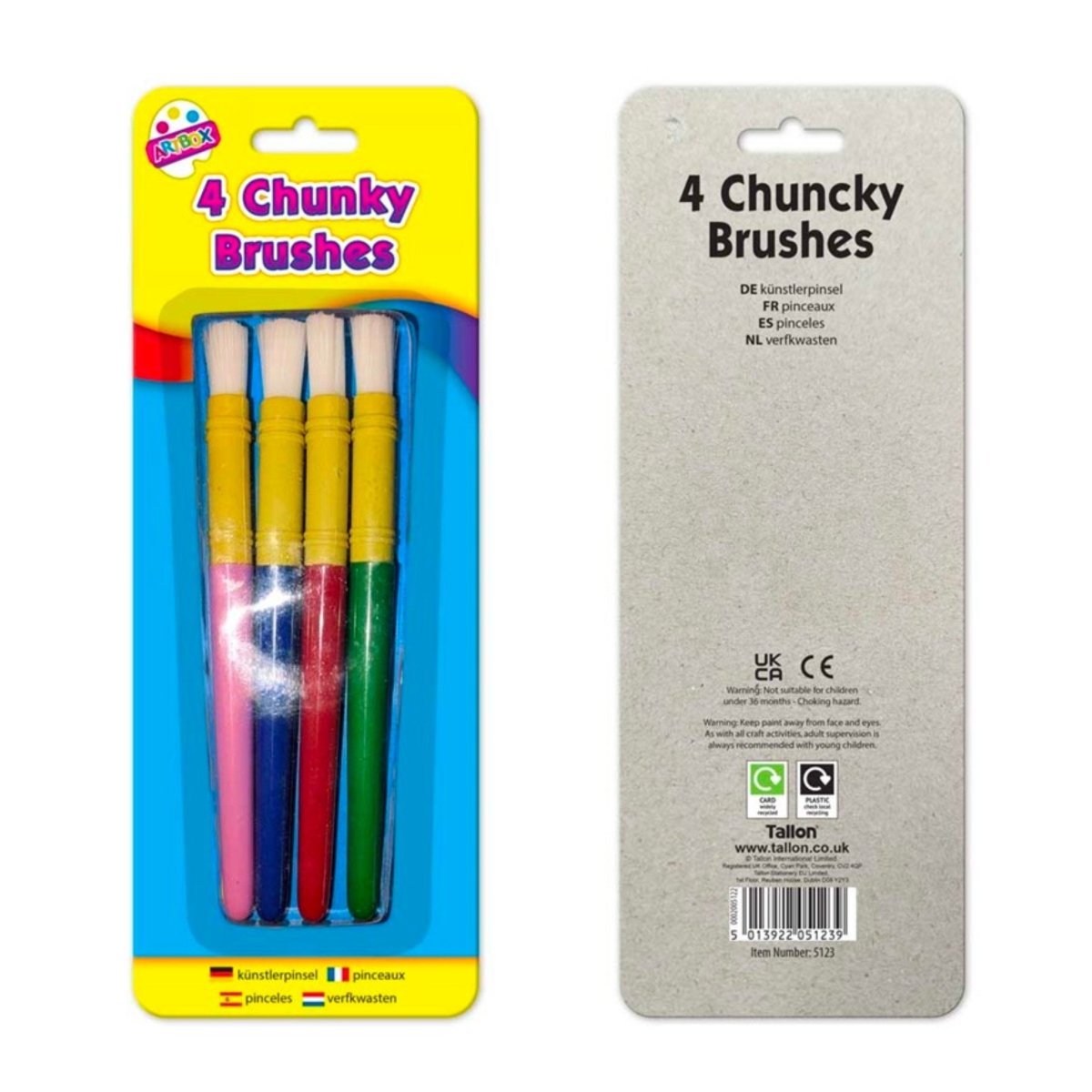 Chunky Paint Brushes 4pk - Kids Party Craft