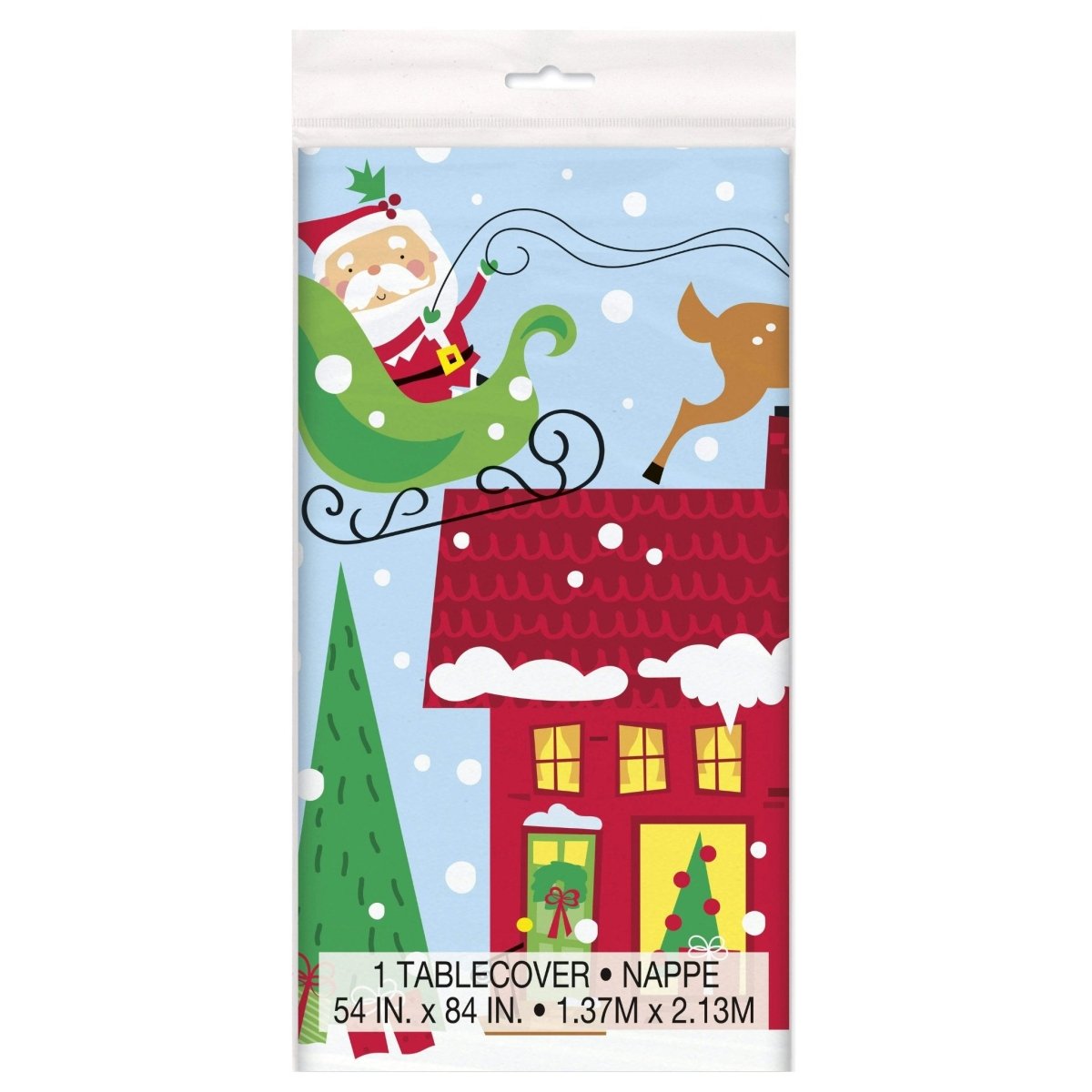 Colorful Santa Rectangular Plastic Table Cover 54" x 84" - Kids Party Craft