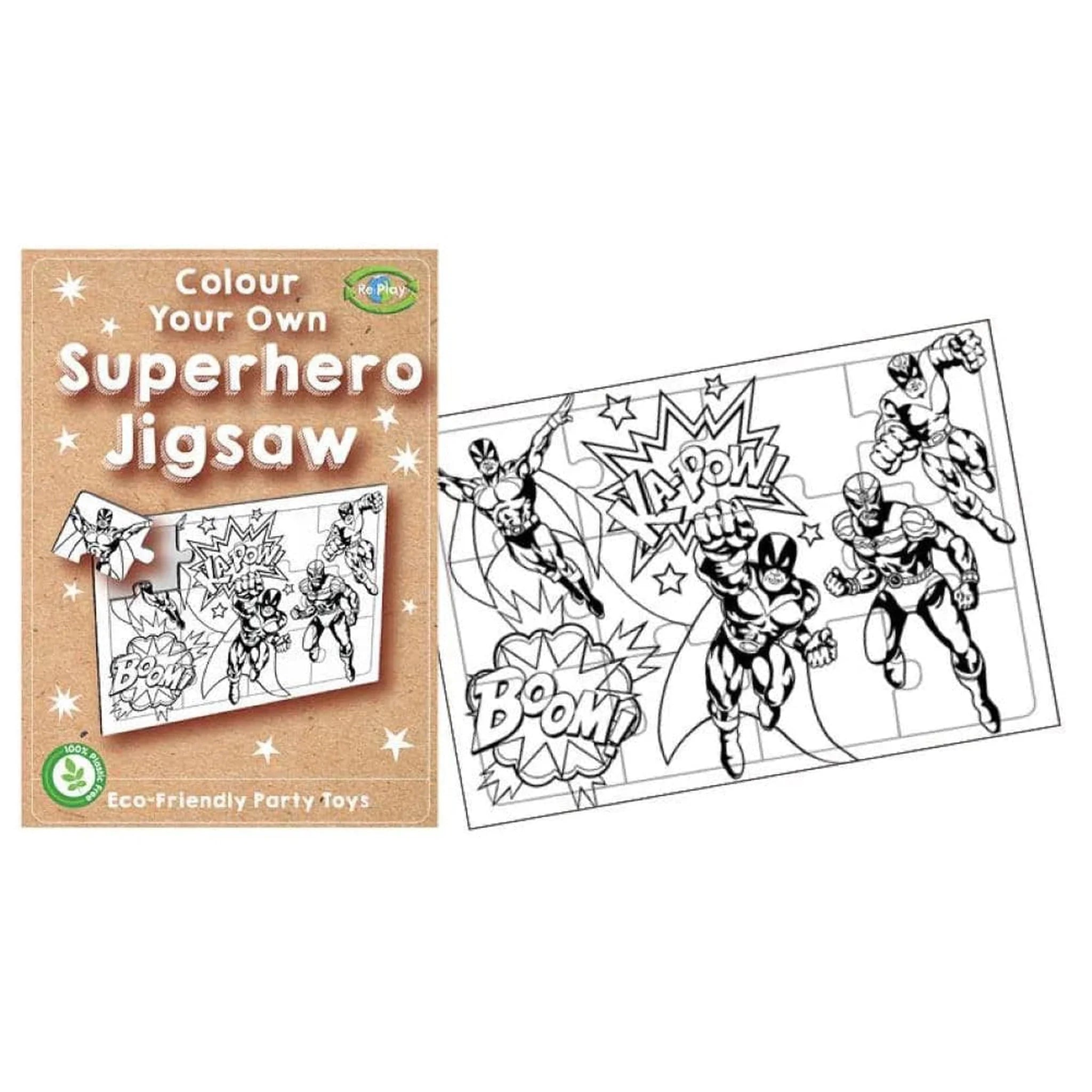 Colour In Your Own Superhero Eco Jigsaw - Kids Party Craft