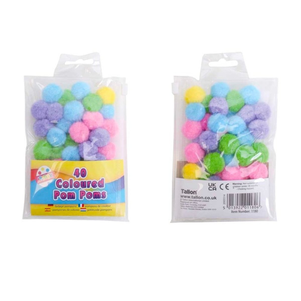 Coloured Pom Poms (40 Pieces) - Kids Party Craft