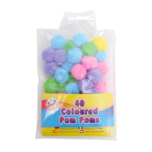 Coloured Pom Poms (40 Pieces) - Kids Party Craft