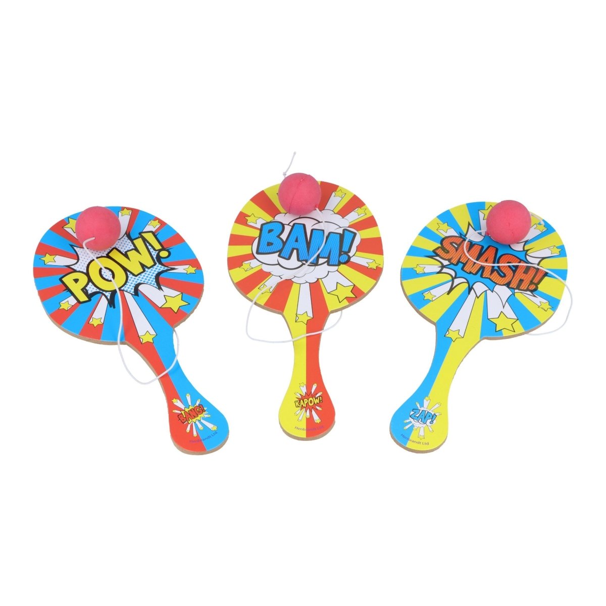 Comic Impact Wooden Paddle Bat and Ball Game (22cm) - Kids Party Craft