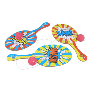 Comic Impact Wooden Paddle Bat and Ball Game (22cm) - Kids Party Craft