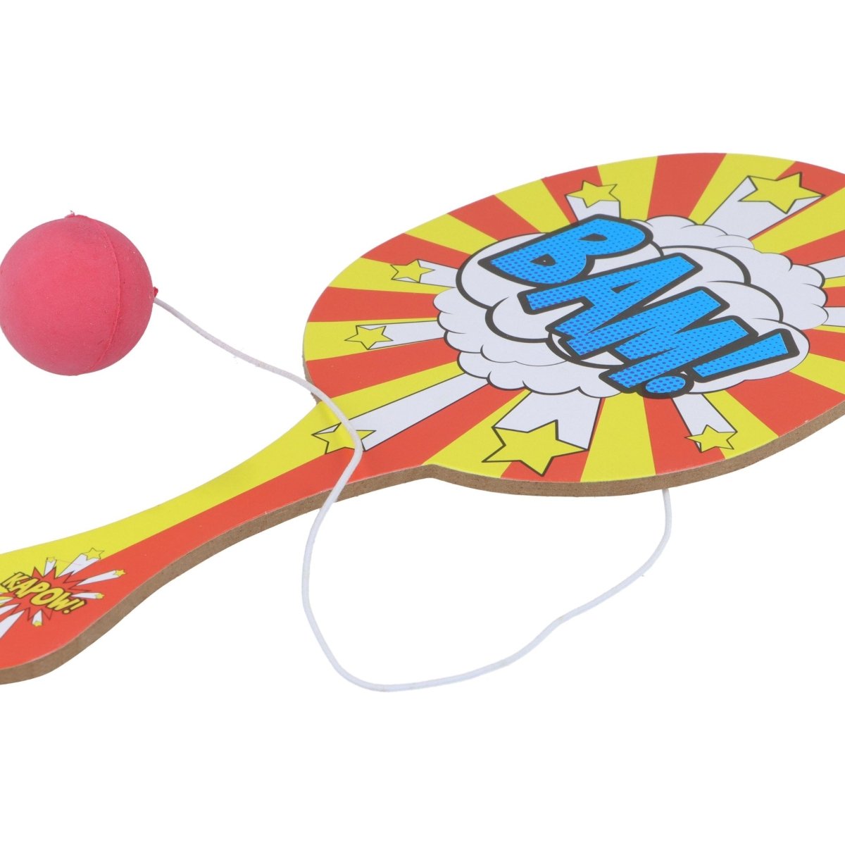 Comic Impact Wooden Paddle Bat and Ball Game (22cm) - Kids Party Craft