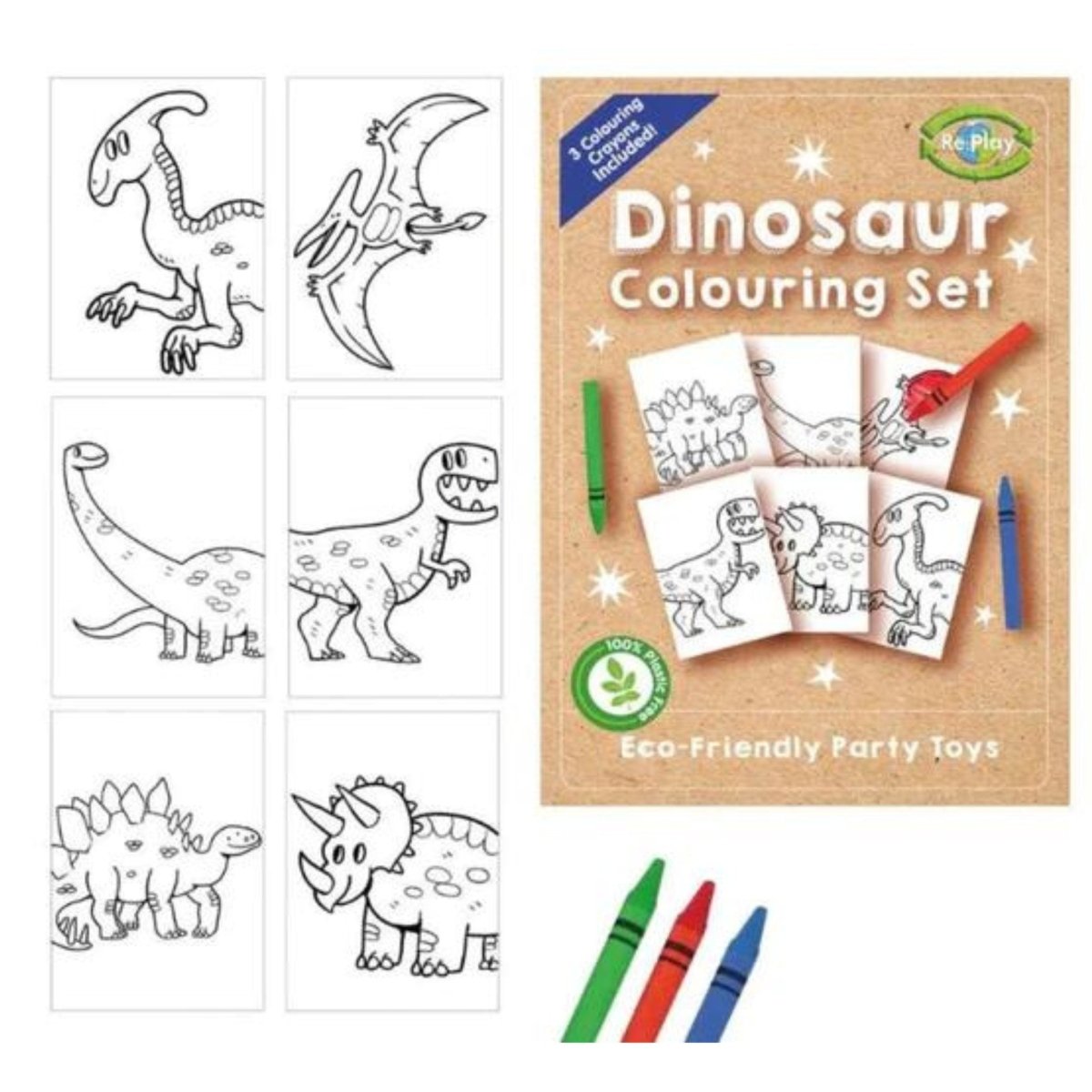 Dinosaur A6 Colouring Sets Eco Friendly - Kids Party Craft