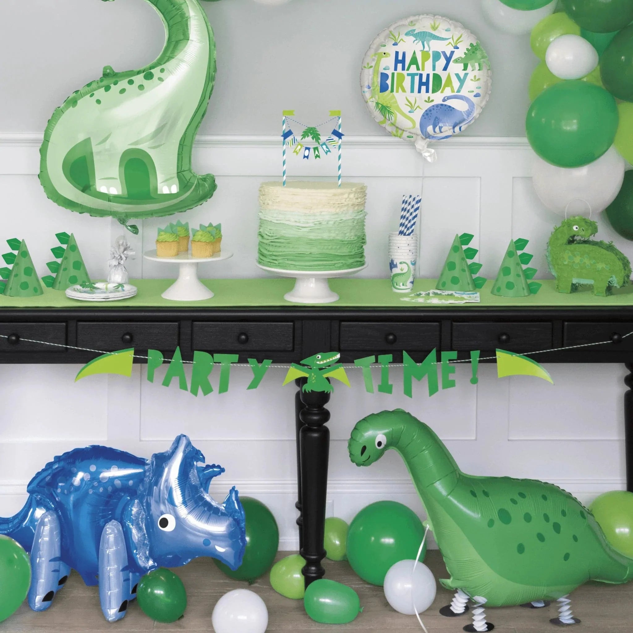 Dinosaur Blue & Green 8" Shaped Plates 8pk - Kids Party Craft