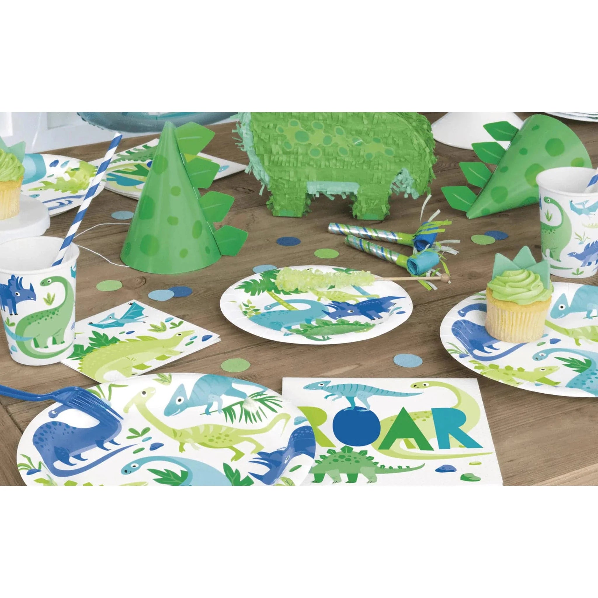 Dinosaur Blue & Green Birthday Candles 6pk - Kids Party Craft