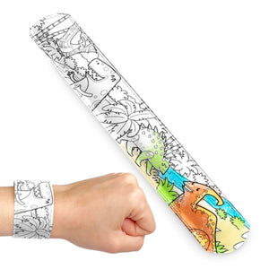 Dinosaur Colour In Slap Bracelet - Kids Party Craft