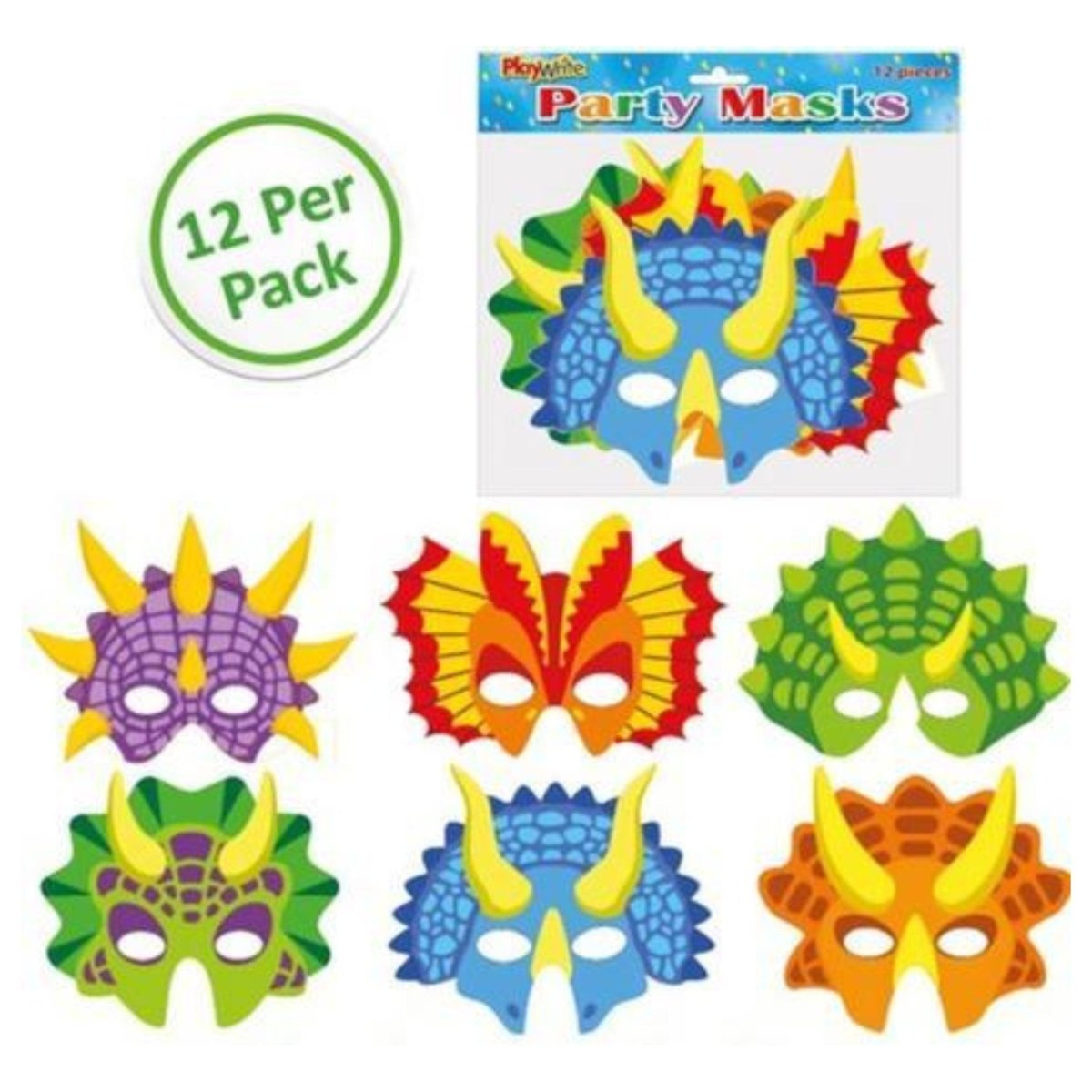 Dinosaur Masks 12 Pack - Kids Party Craft