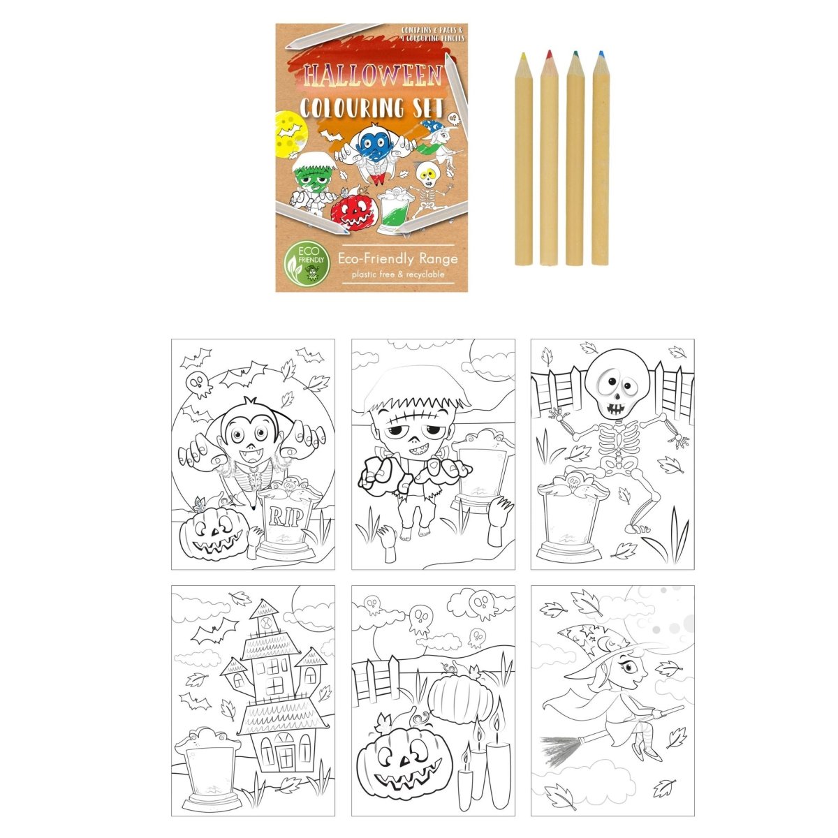 Eco-Friendly Mini Halloween Colouring Set - Kids Party Craft