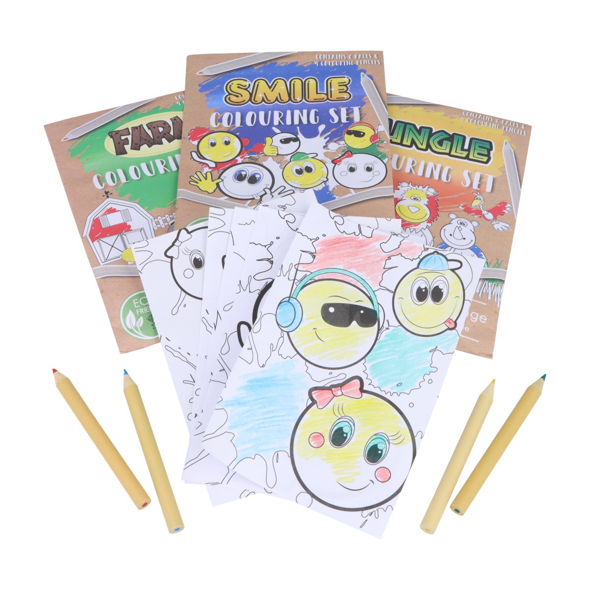 Eco Friendly Smiley Colouring Set - Kids Party Craft