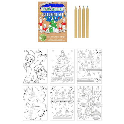 Eco-Friendly Mini Christmas Elfin Around Colouring Set (14cm x 10cm)