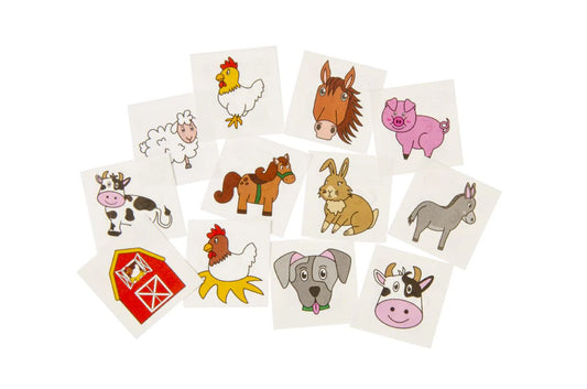 12 Piece Farm Animal Tattoos