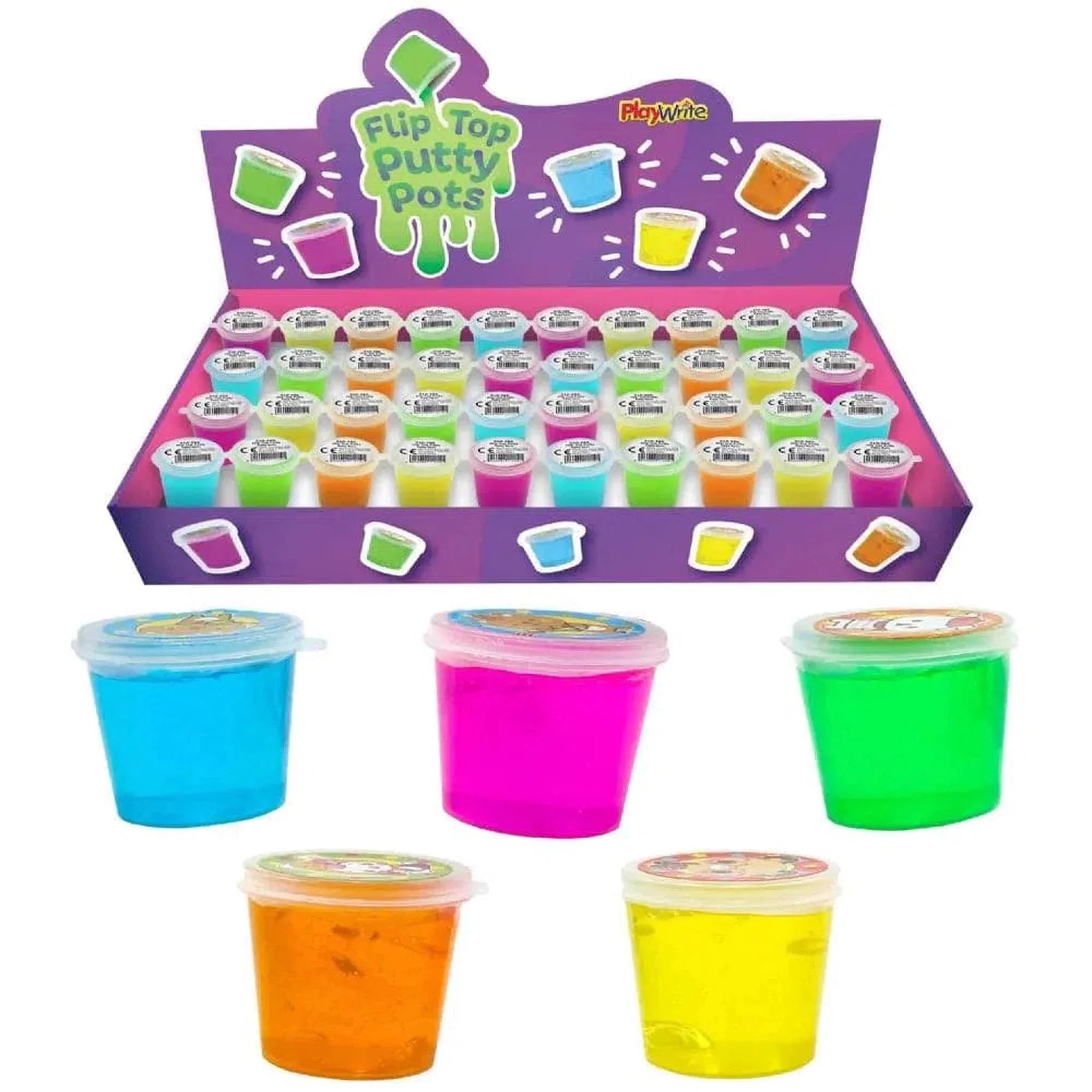 Flip Top Neon Putty Pots - Kids Party Craft