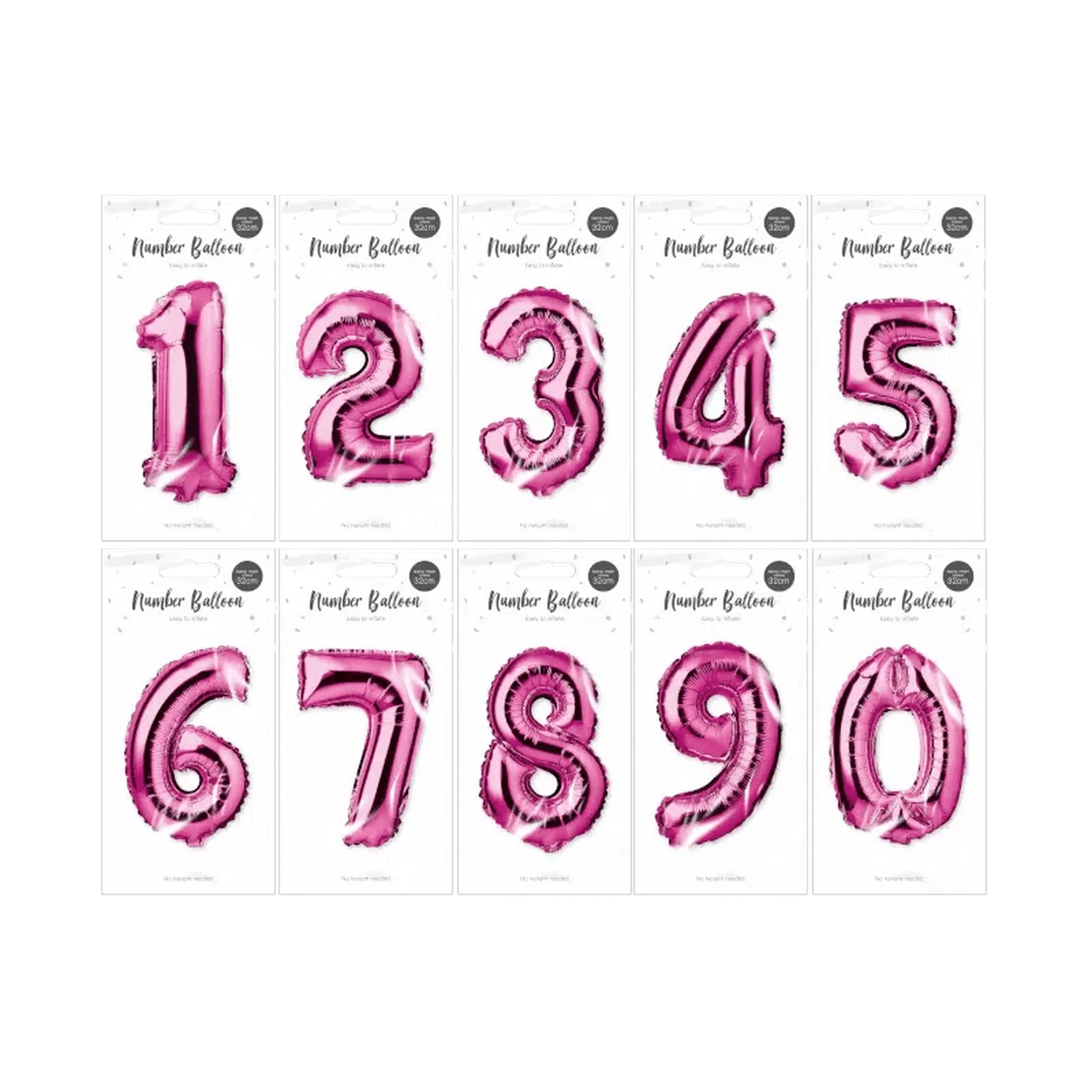 Foil Balloon Numbers Pink 32cm - Kids Party Craft