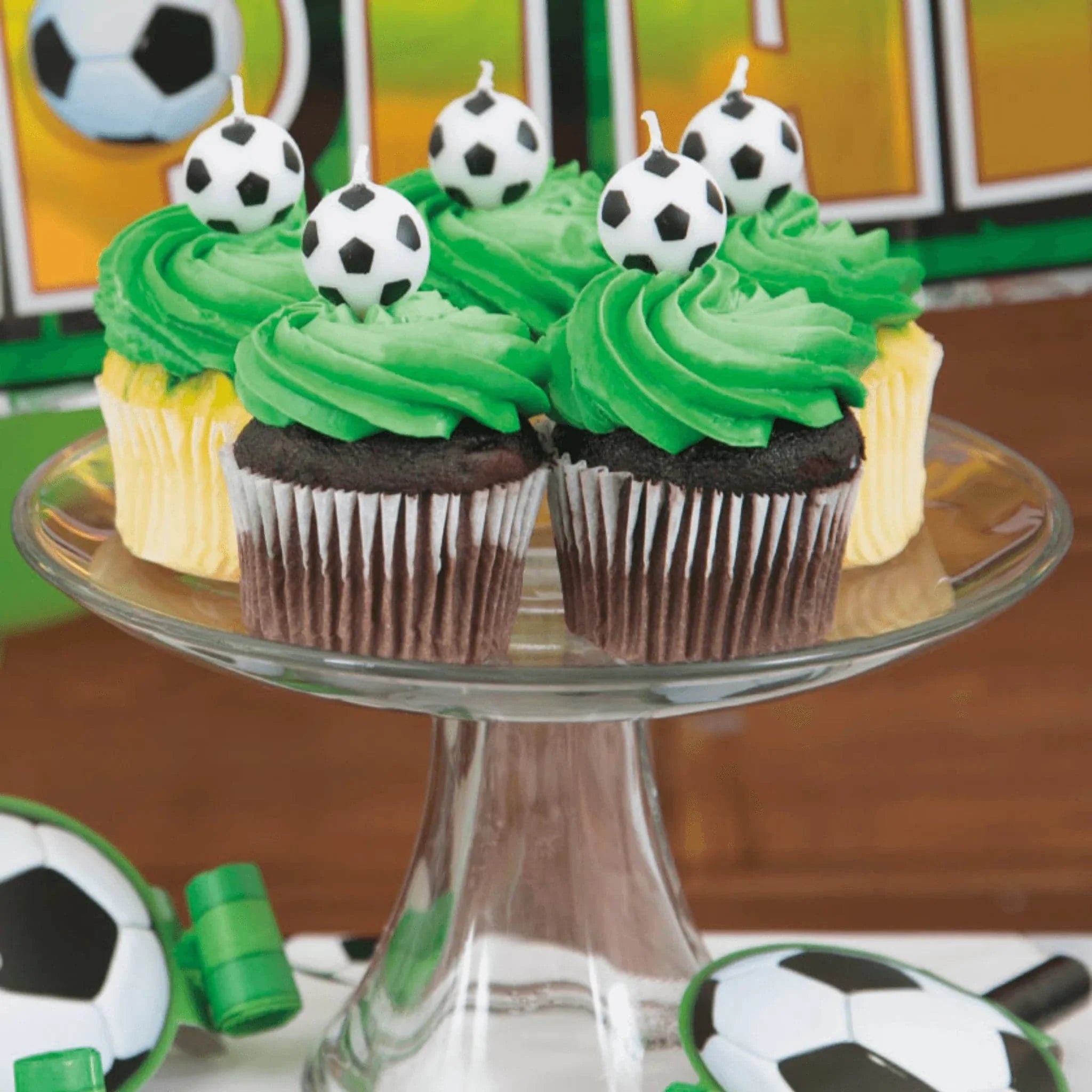 Football Birthday Candles 6pk - Kids Party Craft