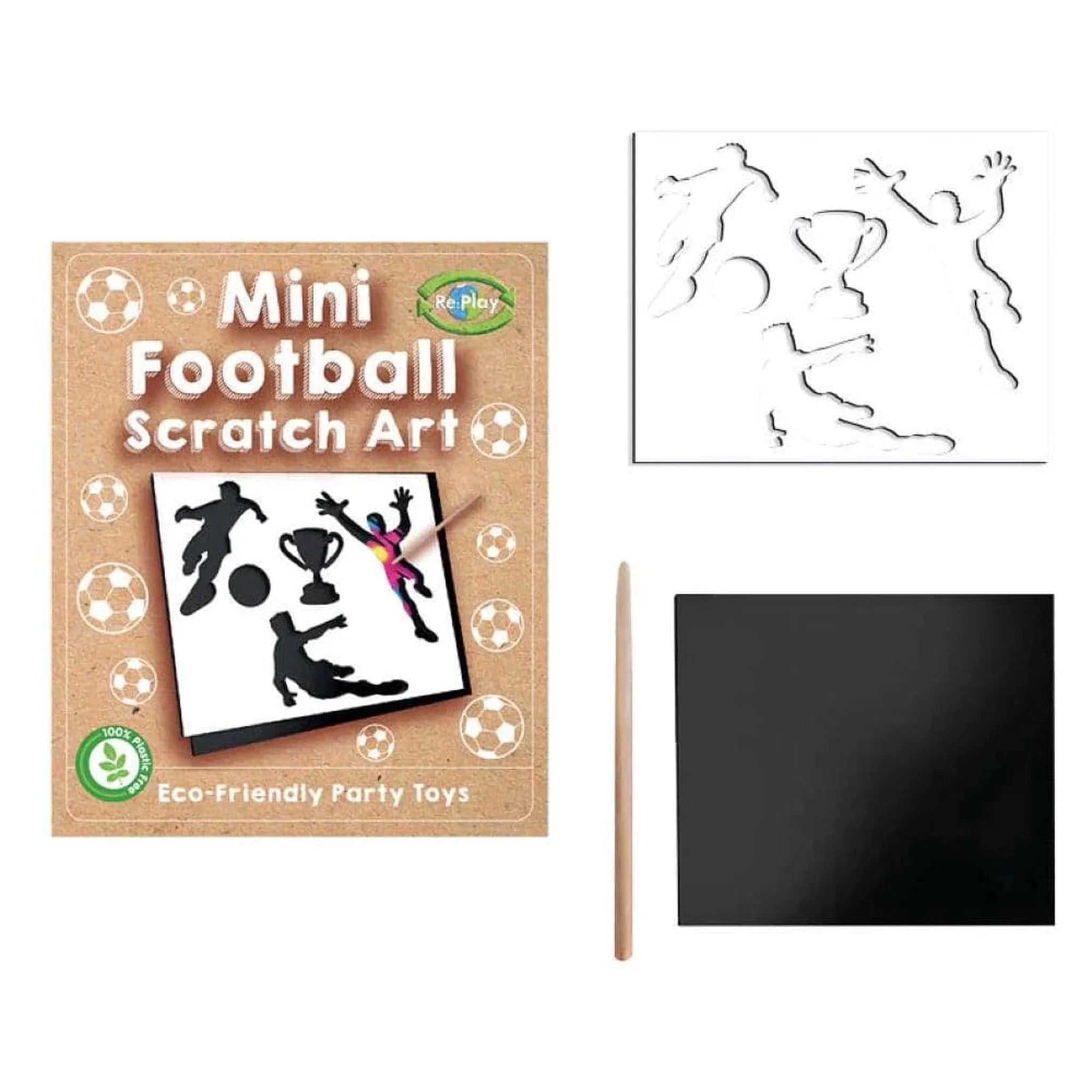 Football Mini Scratch Art Eco Friendly - Kids Party Craft