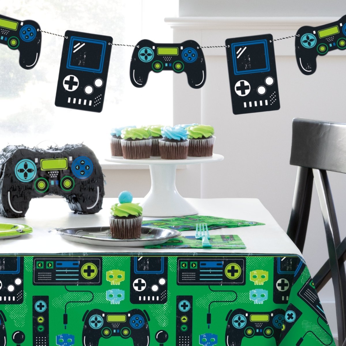 Gamer Birthday Diecut Controllers Garland 7ft - Kids Party Craft