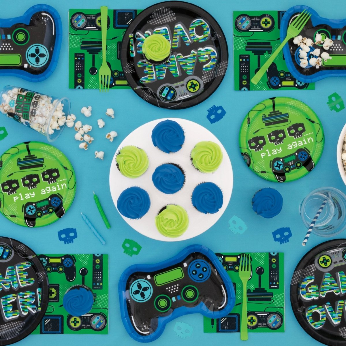 Gamer Birthday Round 9" Dinner Plates 8pc - Kids Party Craft