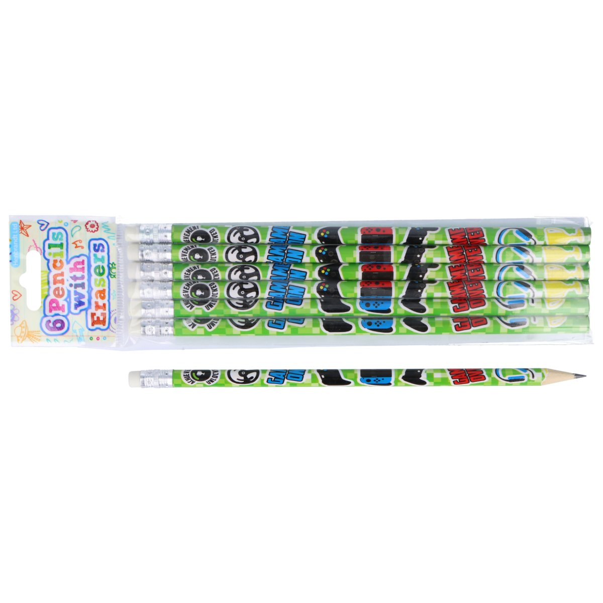 Gamer Pencils with Erasers (6 pieces) - Kids Party Craft